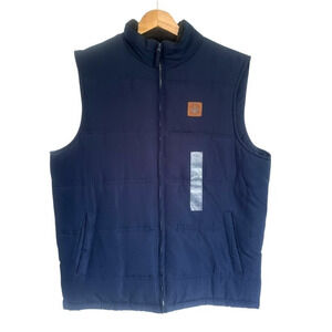 Field & Stream Vest Mens Large Blue Quilted Sportsman Outdoor Full Zip Sherpa